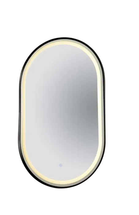 מראה הוולית מסגרת שחורה CCT תאורה קדמית ואחורית