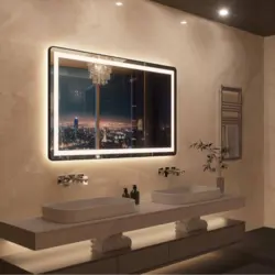 מראה מלבנית רחבה לד עם מפשיר אדים