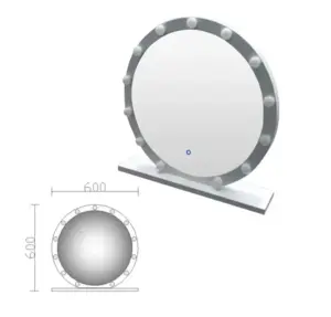 מראה עגול נורה E27 +פס לד לבן מוגן